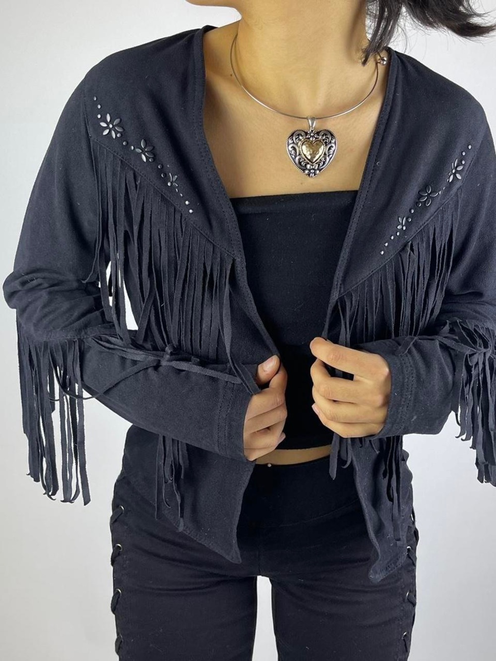 Hollister Black Suede Fringe Jacket